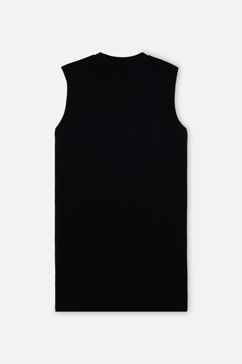 Kadın Siyah Düz Kesim Kolsuz Mini Elbise