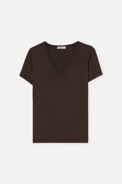 Mudo Kadın Kahverengi V Yaka T-Shirt
