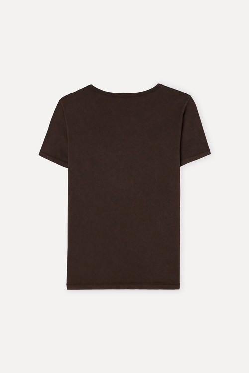 Kadın Kahverengi V Yaka T-Shirt