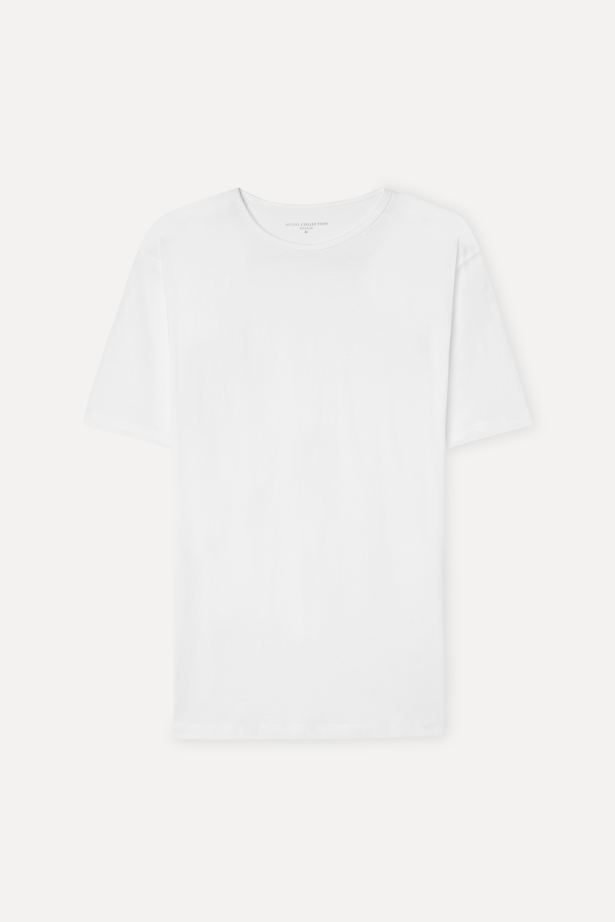 Erkek Beyaz Bisiklet Yaka T-Shirt