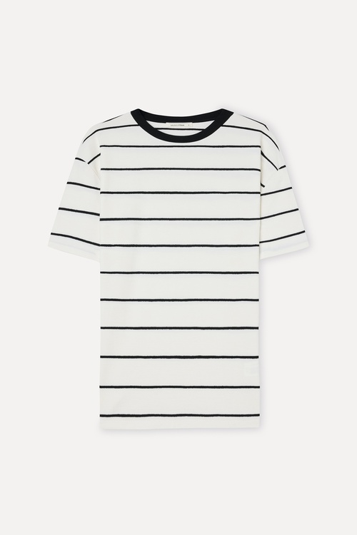  Erkek Siyah Çizgili Comfort Fit Bisiklet Yaka T-Shirt