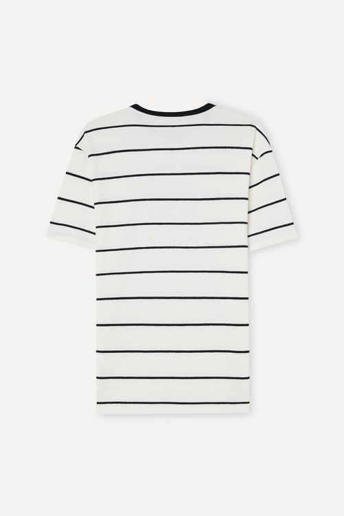  Erkek Siyah Çizgili Comfort Fit Bisiklet Yaka T-Shirt