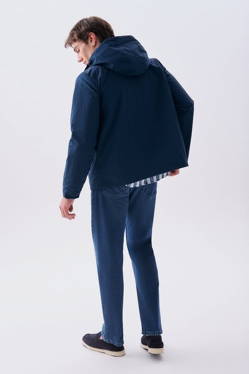 ÇİFT TARAFLI KAPÜŞONLU KISA YAĞMURLUK