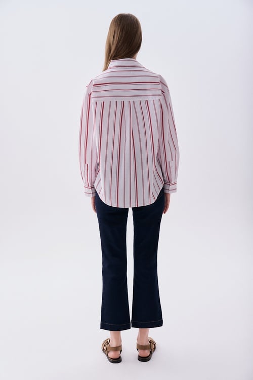 ÇİZGİLİ OVERSIZE UZUN KOLLU GÖMLEK