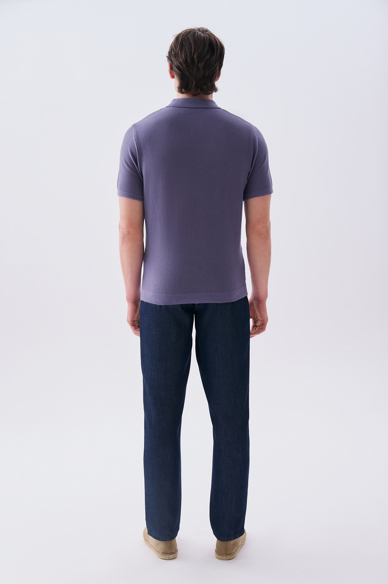 Erkek Yeşil Düğmeli Polo Yaka Kısa Kollu Triko Kazak