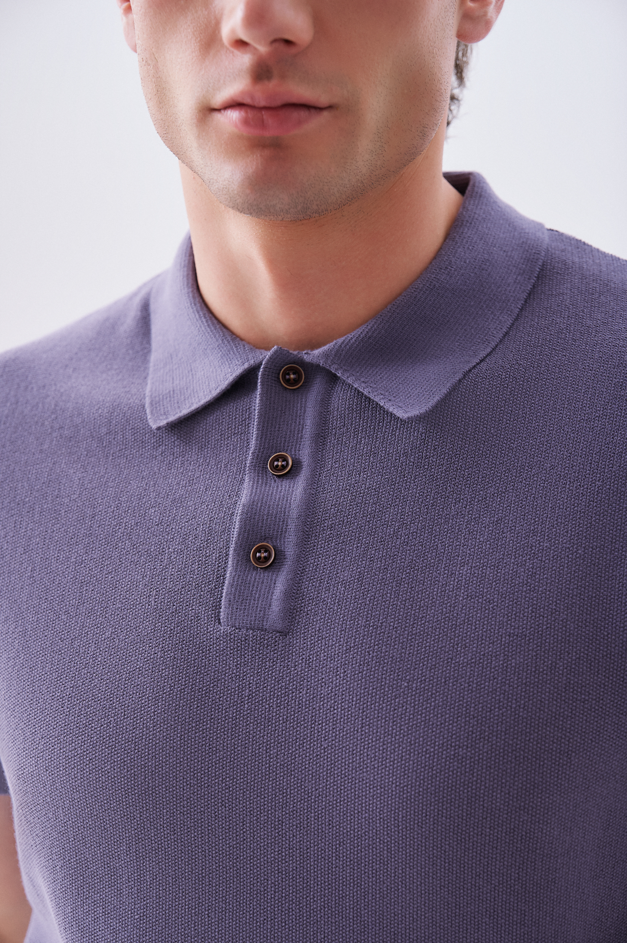 Erkek Yeşil Düğmeli Polo Yaka Kısa Kollu Triko Kazak