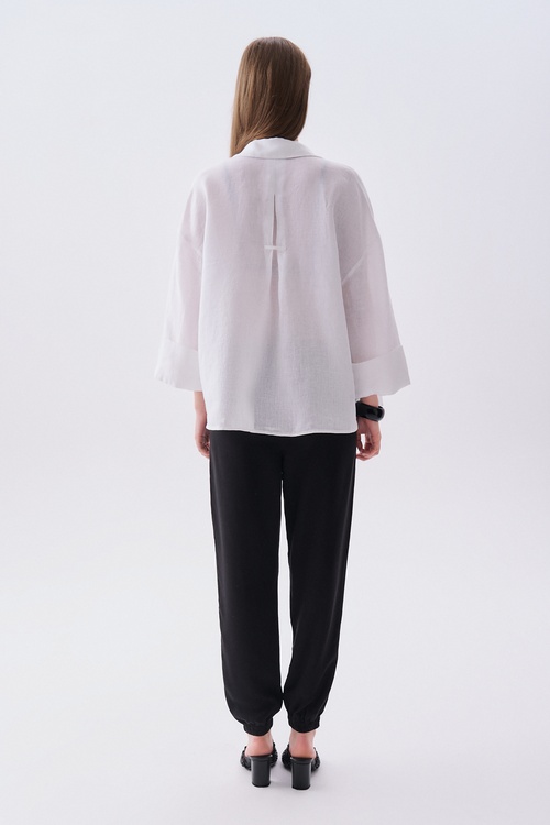 OVERSIZE 3/4 KOL KETEN GÖMLEK