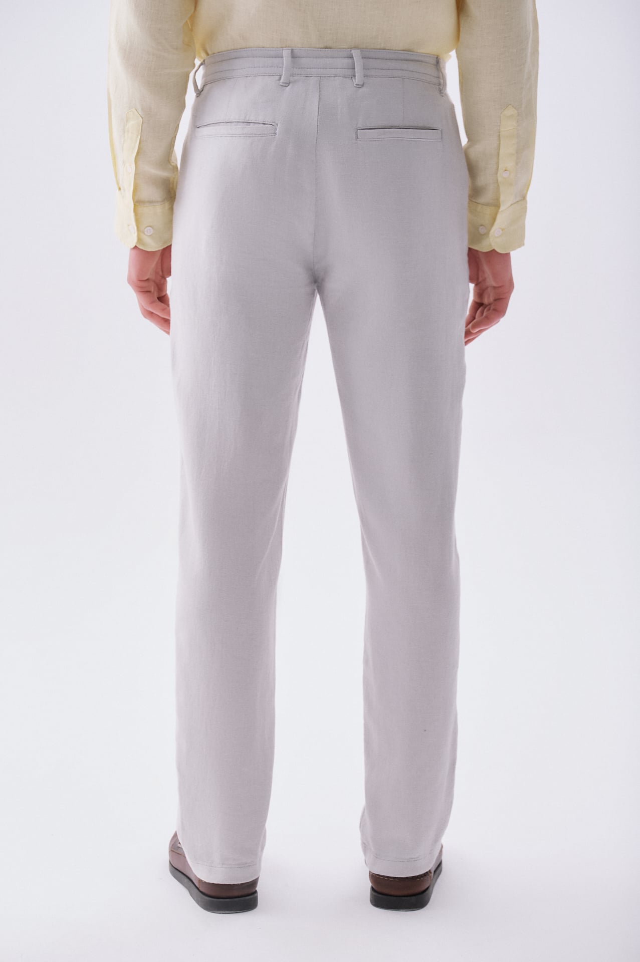 Erkek Gri Tekstürlü Slim Straight Fit Pantolon