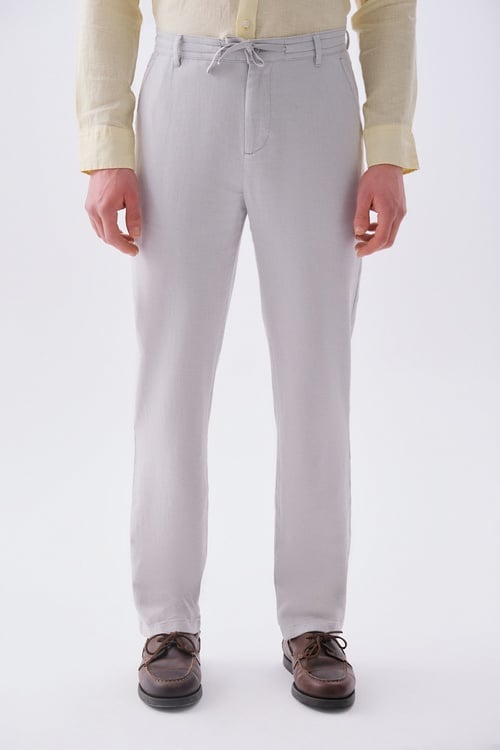 TEKSTÜRLÜ SLIM STRAIGHT FIT PANTOLON