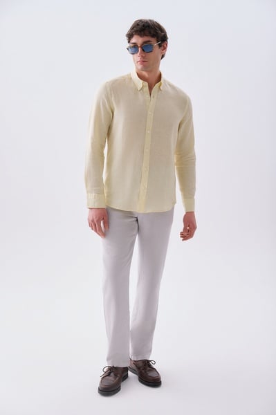 Mudo Erkek Gri Tekstürlü Slim Straight Fit Pantolon
