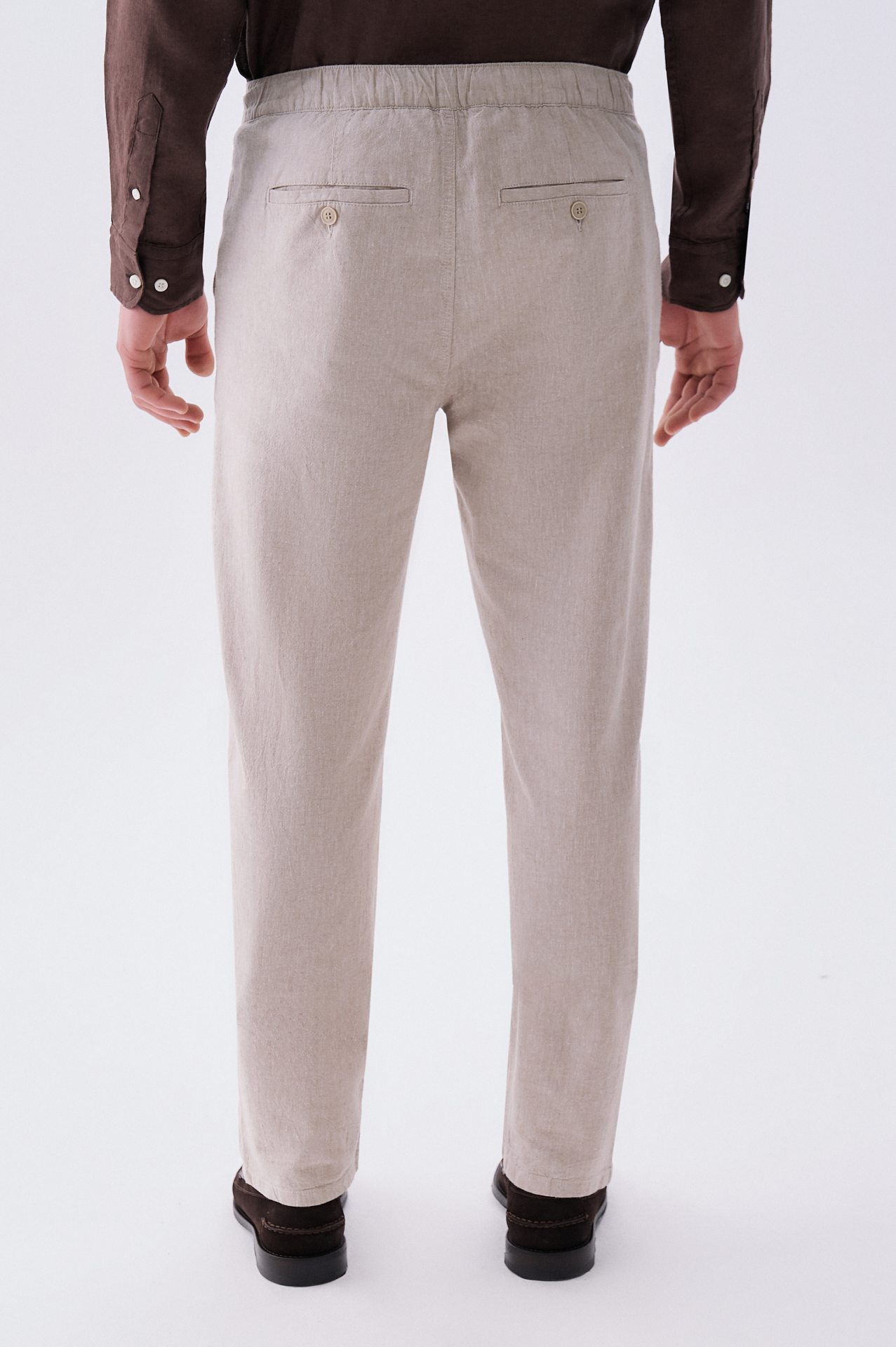 Erkek Bej Slim Fit Chino Pantolon