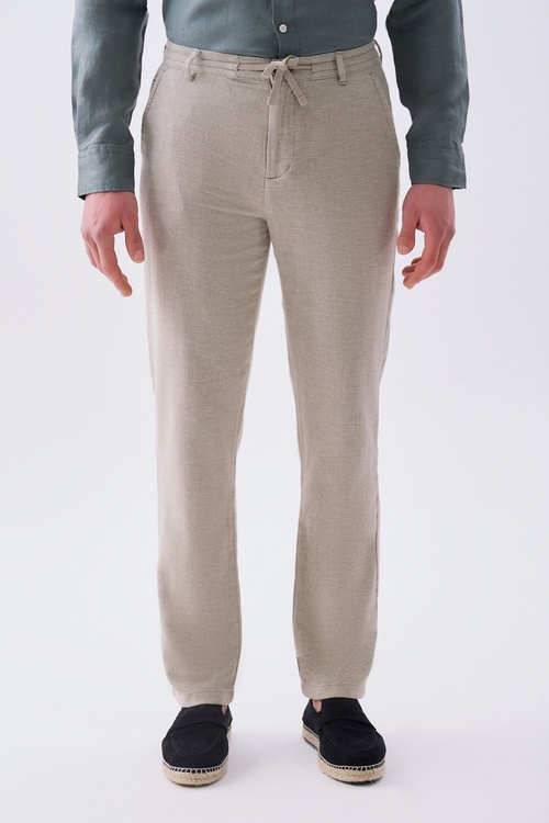 TEKSTÜRLÜ SLIM STRAIGHT FIT PANTOLON
