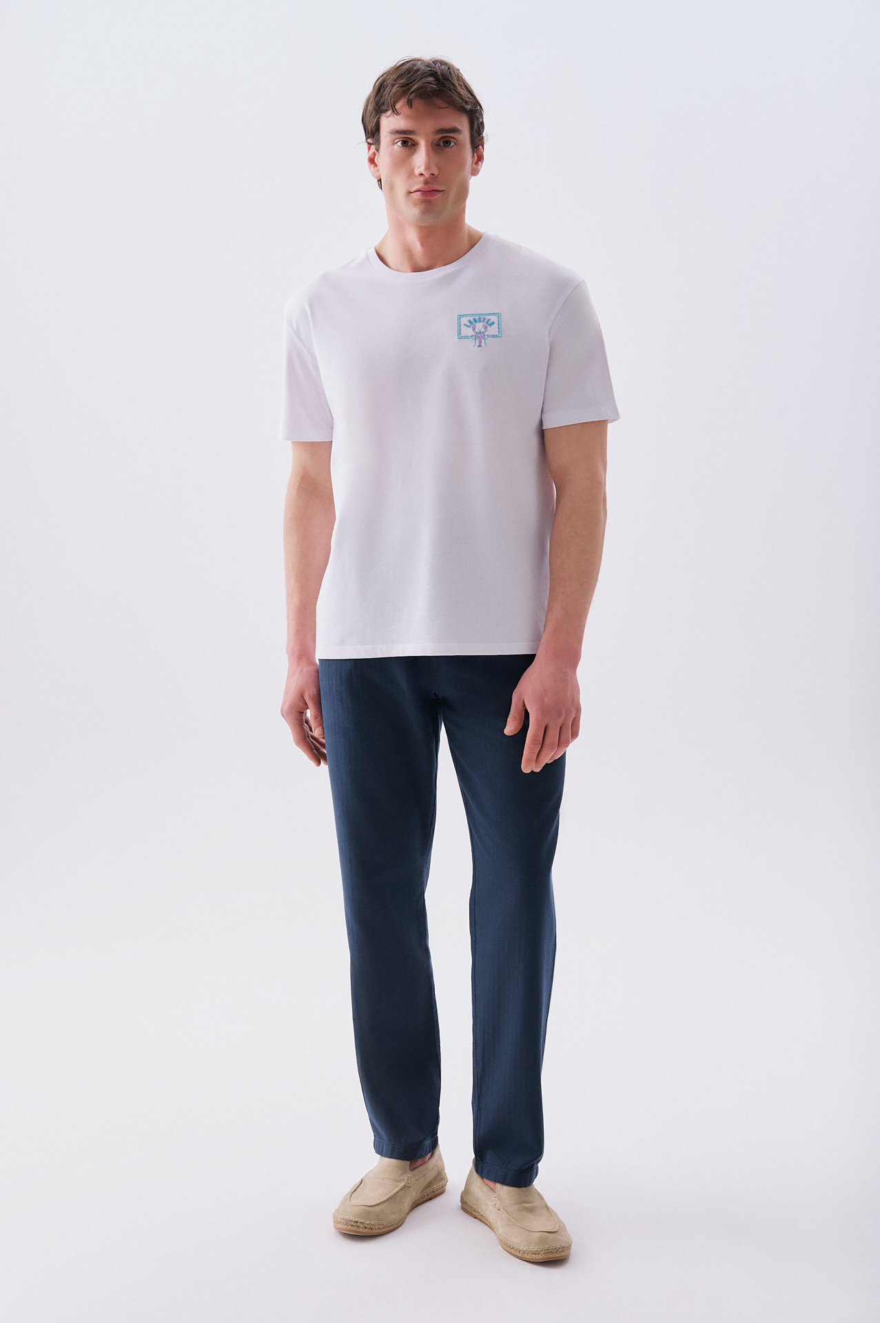 Erkek Lacivert Loose Fit Beli Bağlamalı Pantolon