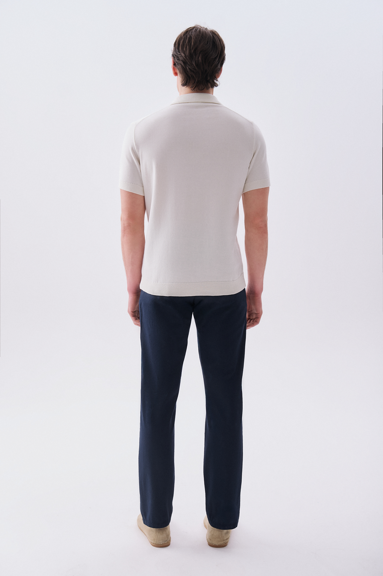 Erkek Lacivert Tekstürlü Straight Fit Pantolon