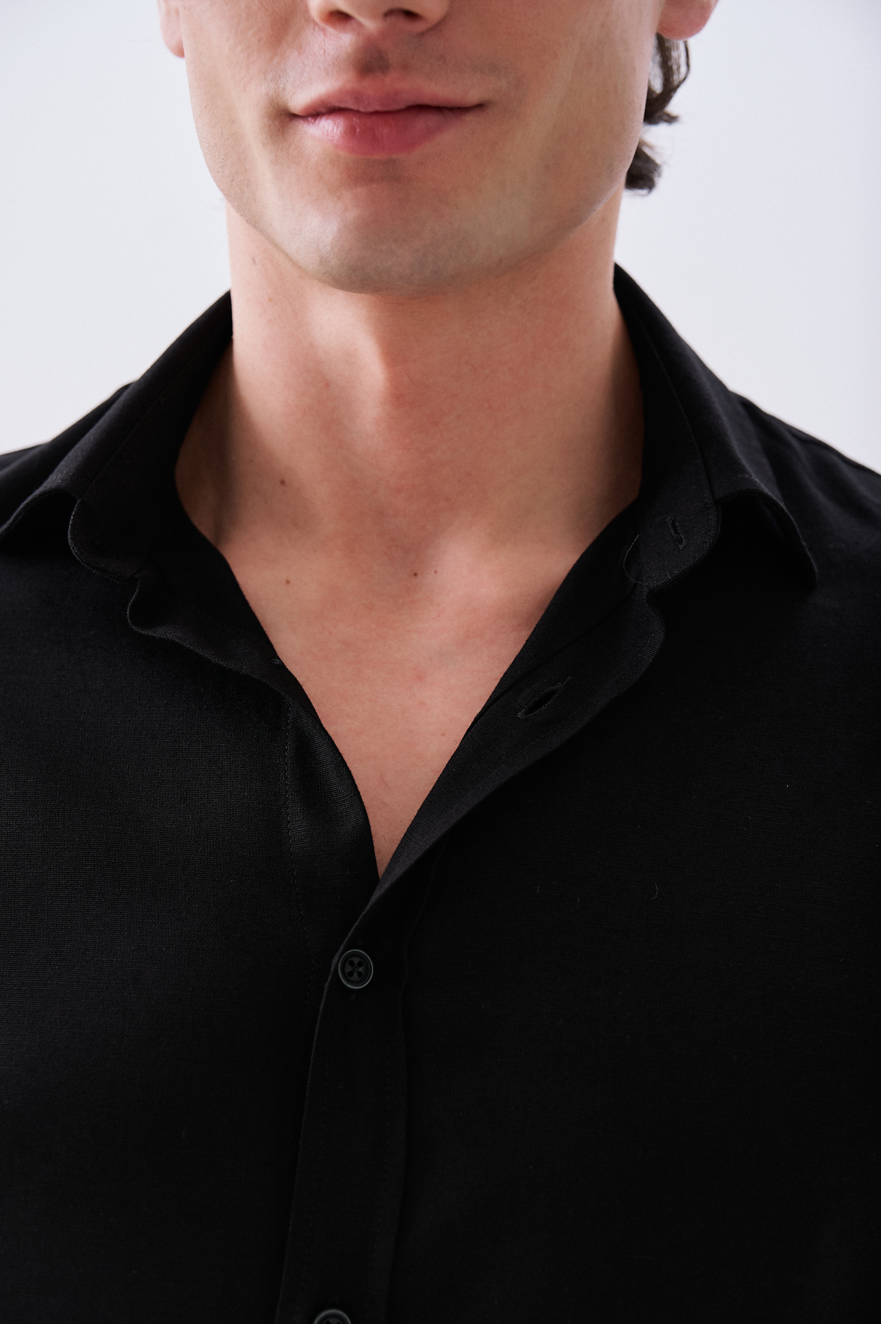 Erkek Siyah Regular Fit Uzun Kollu Gömlek