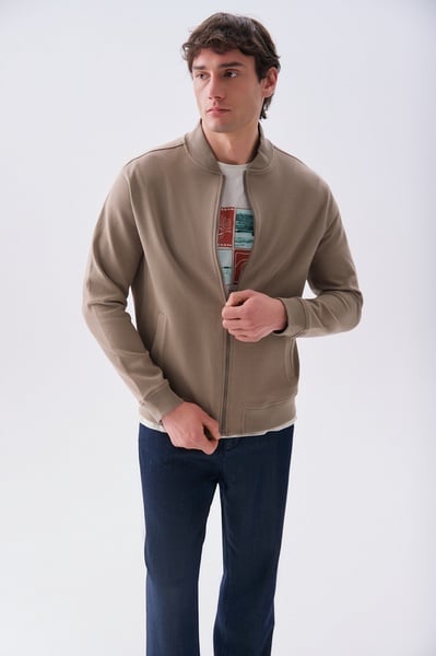 Mudo Erkek Vizon Rengi Regular Fit Bomber Ceket