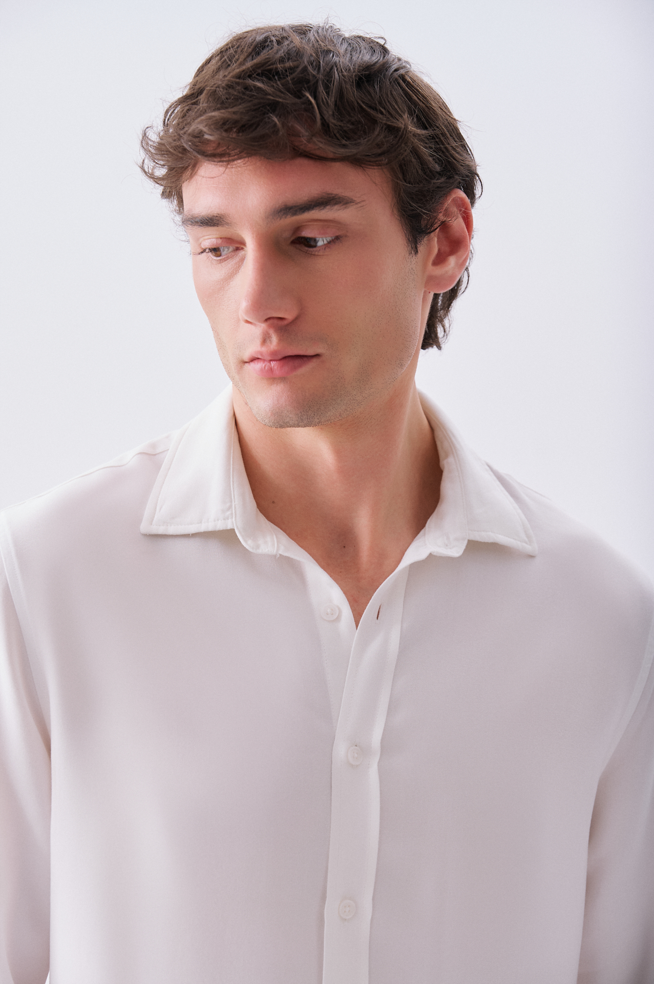 Erkek Beyaz Regular Fit Uzun Kollu Modal Gömlek