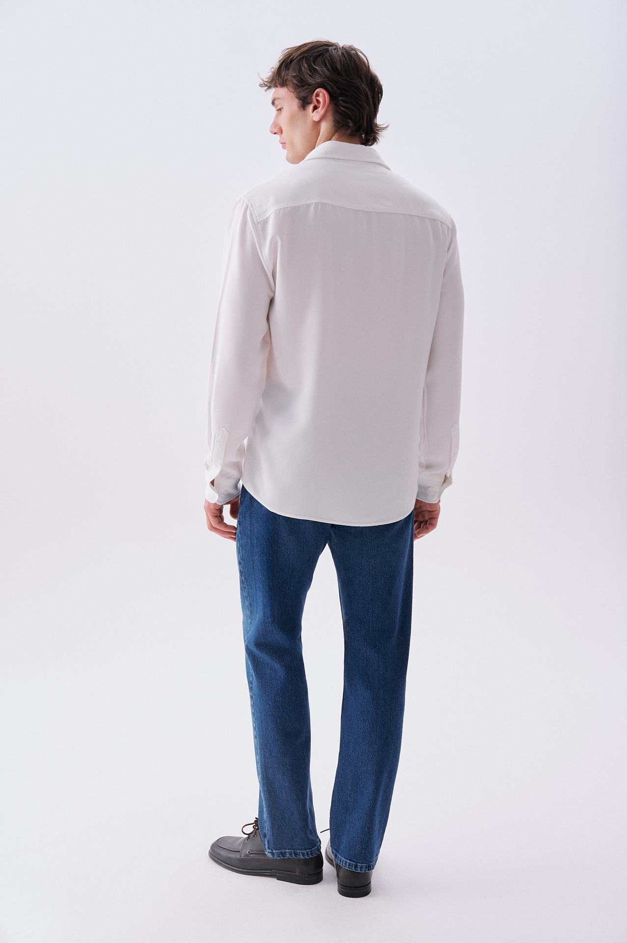 Erkek Beyaz Regular Fit Uzun Kollu Modal Gömlek