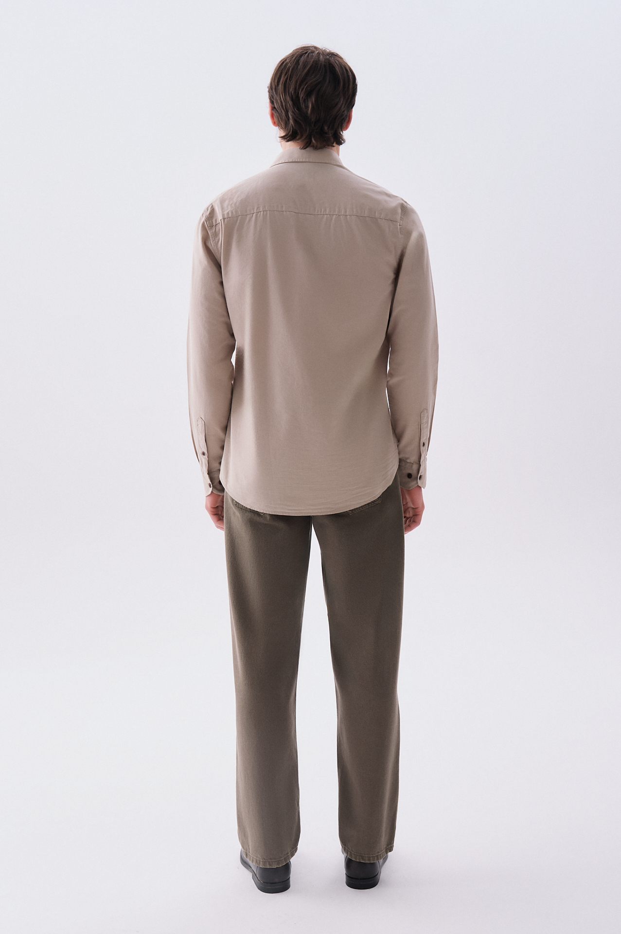 Erkek Bej Regular Fit Uzun Kollu Gömlek