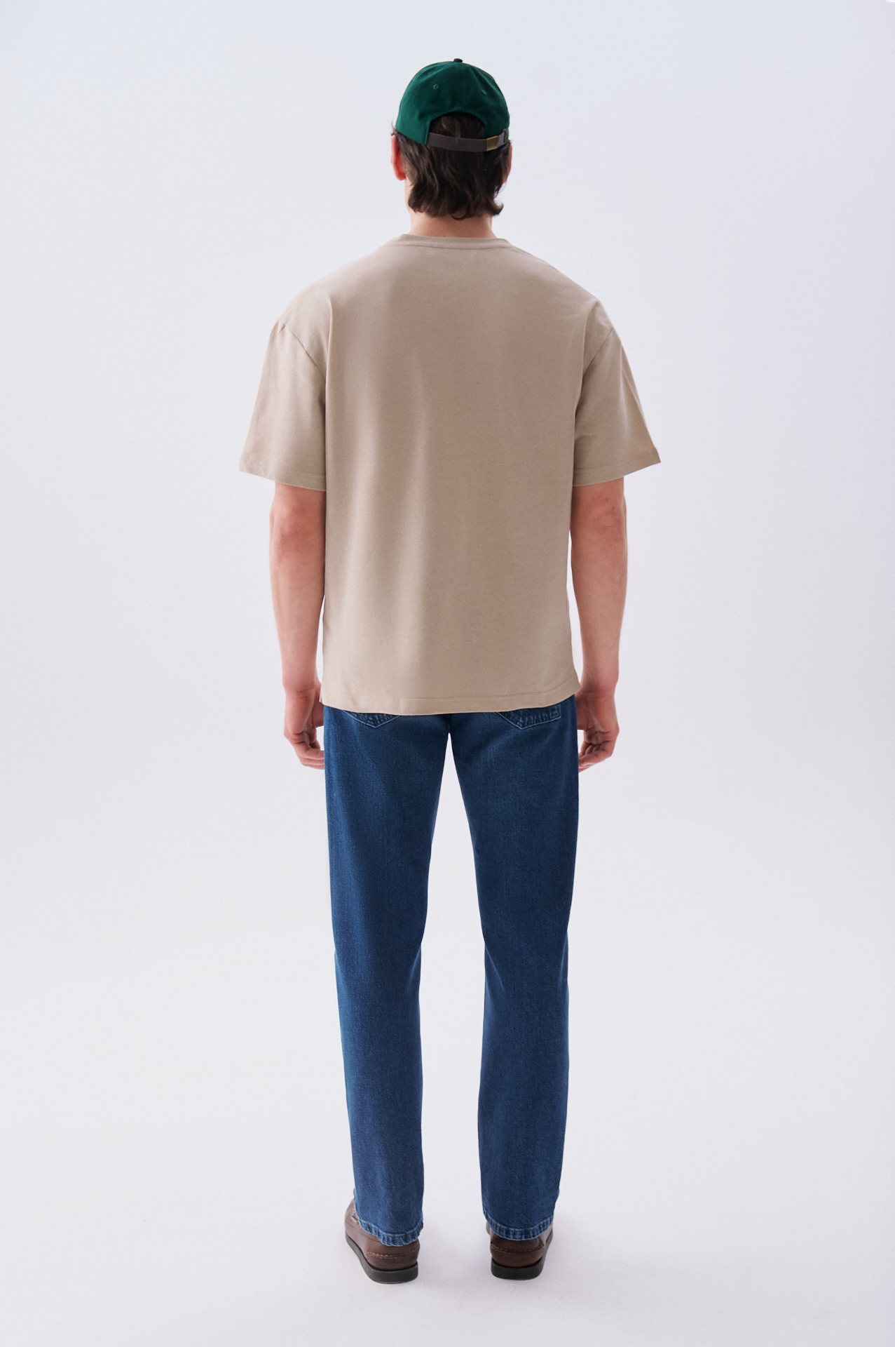 Erkek Bej Rengi Comfort Fit Bisiklet Yaka T-Shirt