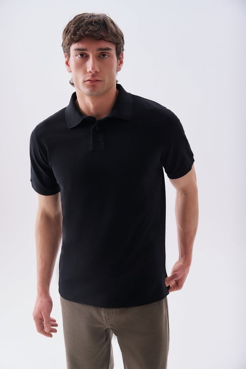  Erkek Siyah Polo Yaka T-Shirt