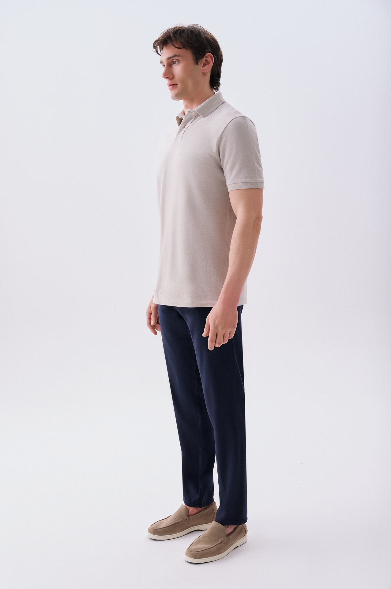 Erkek Bej Polo Yaka T-Shirt