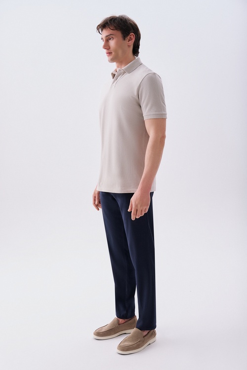  Erkek Bej Polo Yaka T-Shirt