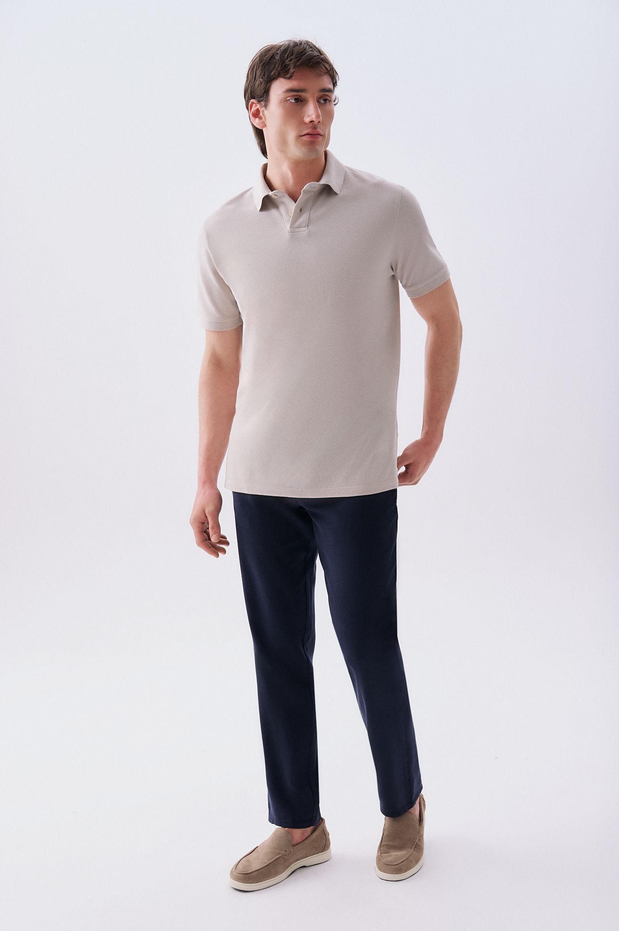 Erkek Bej Polo Yaka T-Shirt