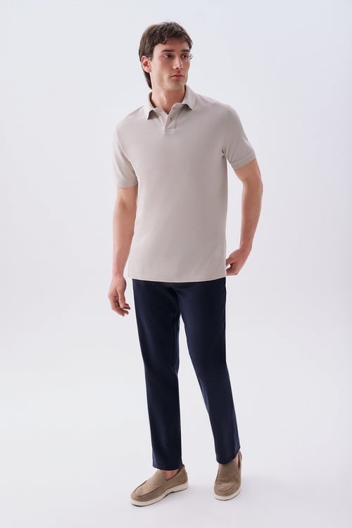  Erkek Bej Polo Yaka T-Shirt