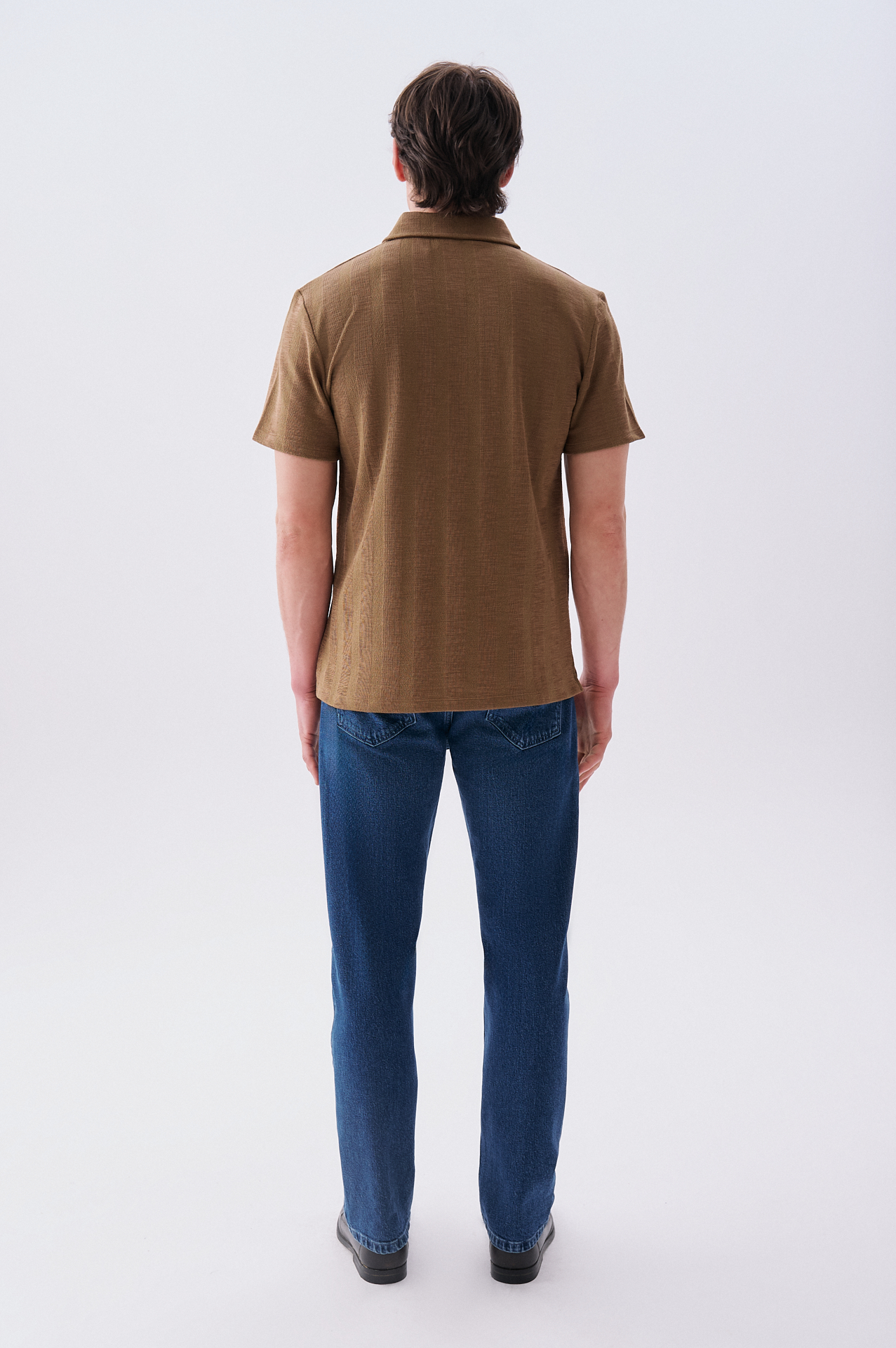 Erkek Kahverengi Çizgili Polo Yaka T-Shirt