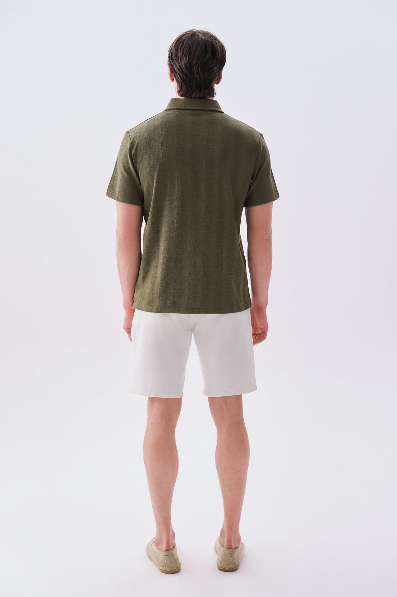 Erkek Yeşil Çizgili Polo Yaka T-Shirt