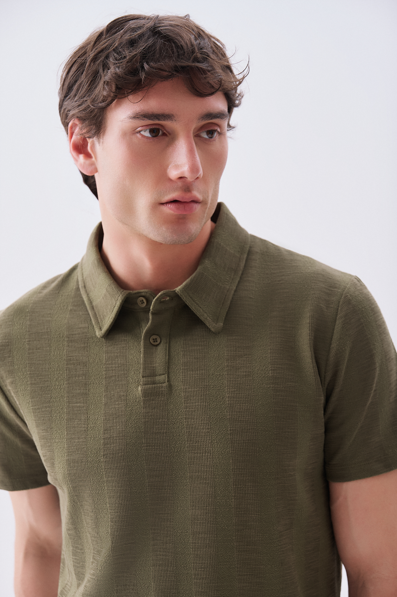 Erkek Yeşil Çizgili Polo Yaka T-Shirt