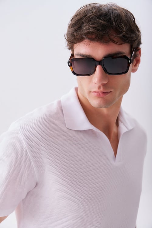 Erkek Beyaz Comfort Fit Polo Yaka T-Shirt
