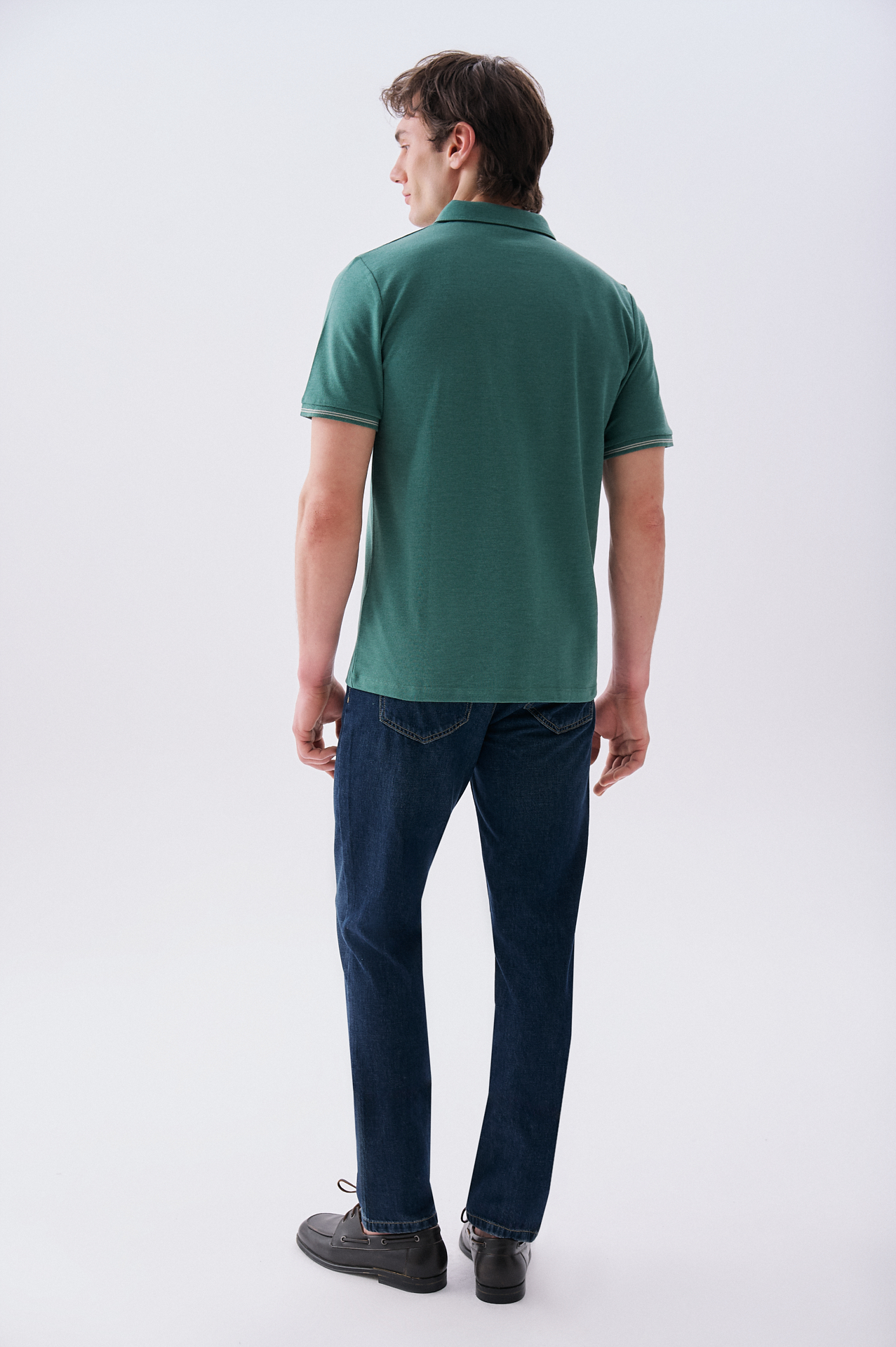 Erkek Yeşil Nakışlı Polo Yaka T-Shirt