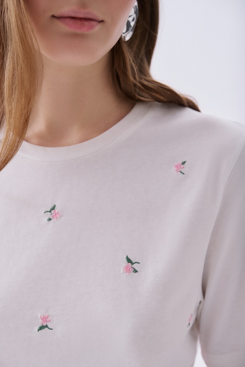 NAKIŞLI BİSİKLET YAKA T-SHIRT