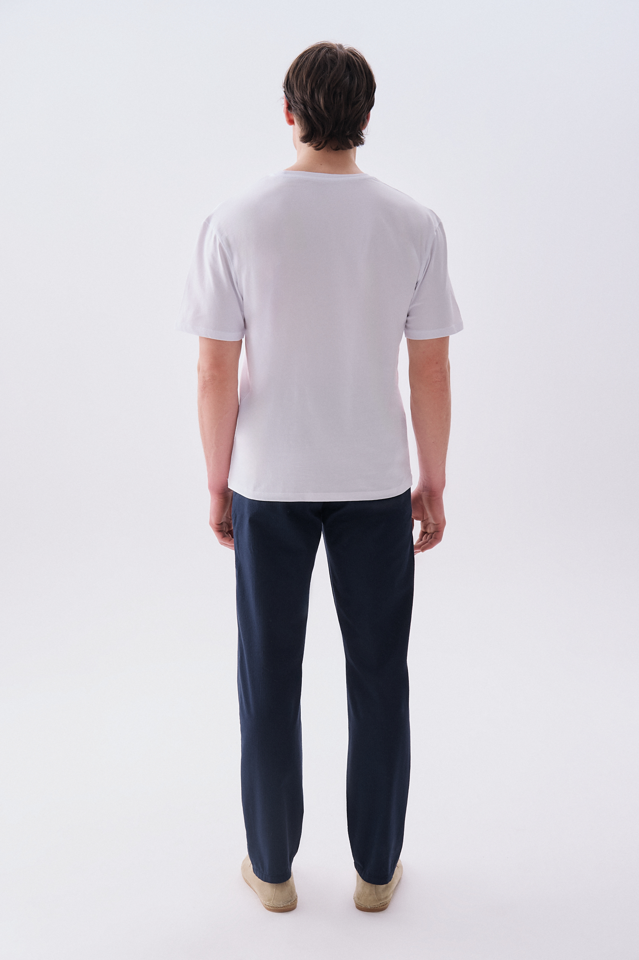 Erkek Beyaz Baskılı Comfort Fit Bisiklet Yaka T-Shirt