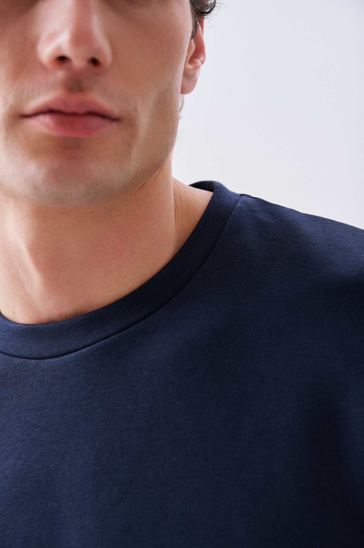 Erkek Lacivert Oversize Bisiklet Yaka T-Shirt