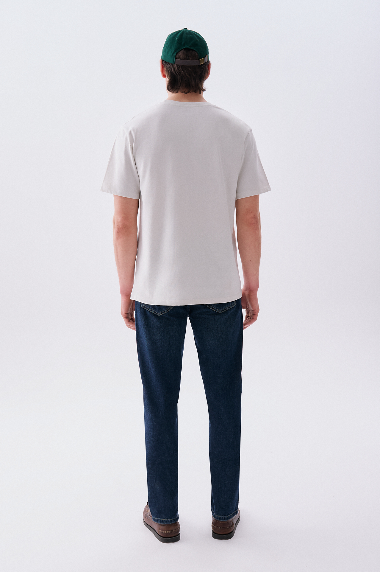 Erkek Kırık Beyaz Baskılı Loose Fit Bisiklet Yaka T-Shirt
