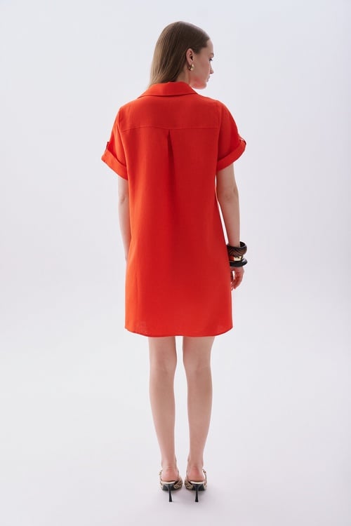  A FORM MİNİ KETEN ELBİSE