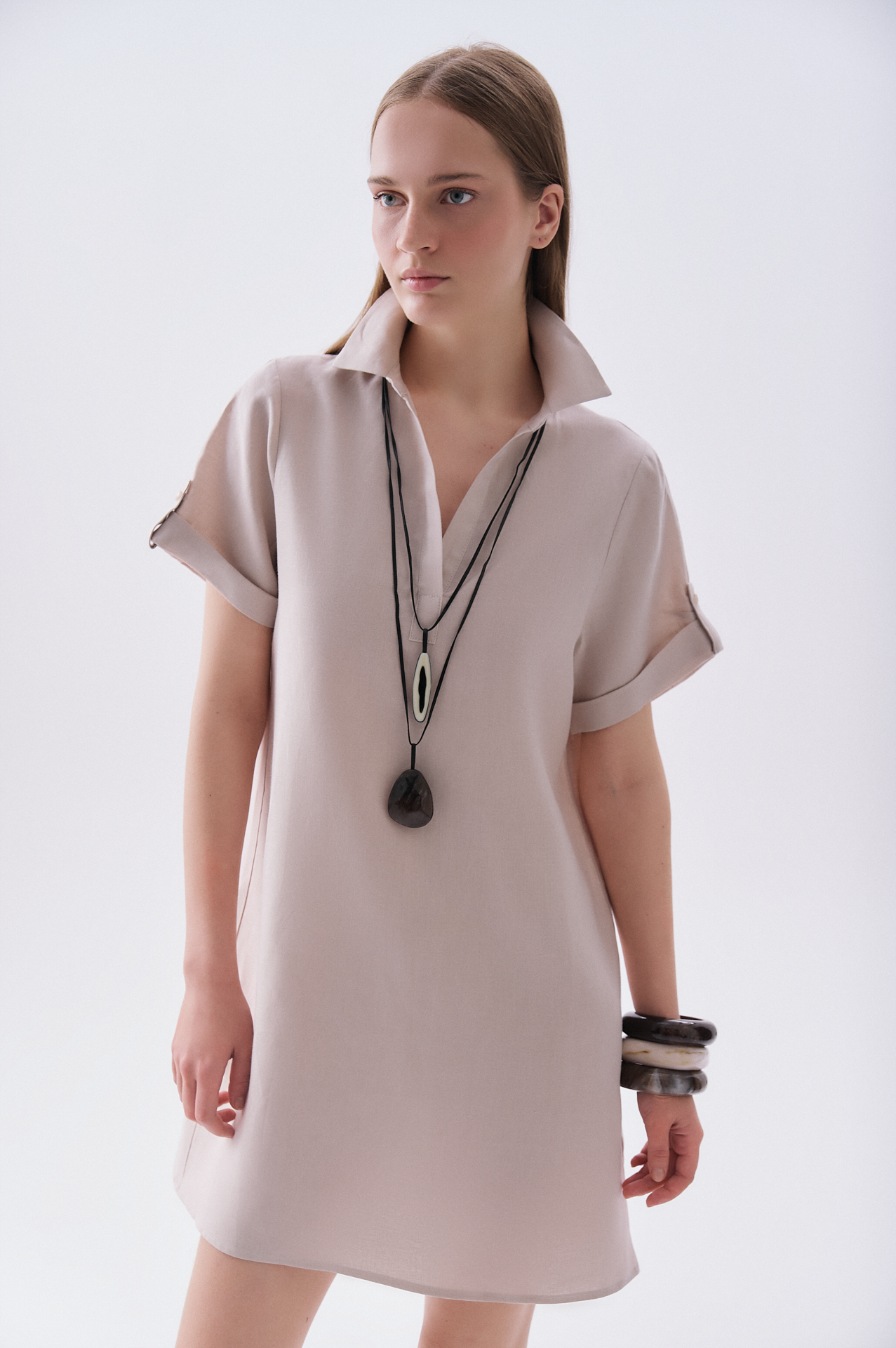 A FORM MİNİ KETEN ELBİSE