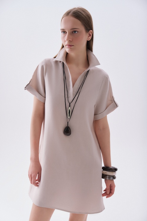  A FORM MİNİ KETEN ELBİSE