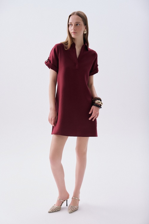  A FORM MİNİ KETEN ELBİSE