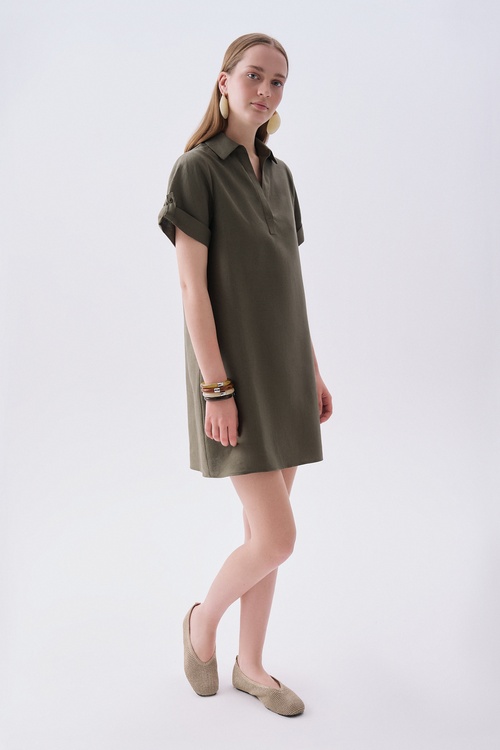  A FORM MİNİ KETEN ELBİSE