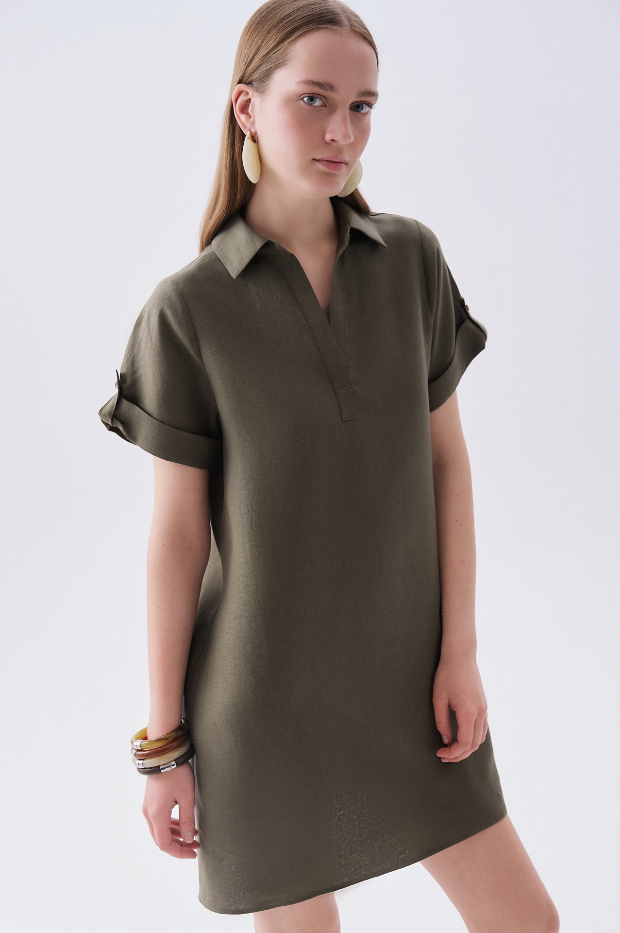 A FORM MİNİ KETEN ELBİSE