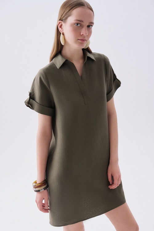  A FORM MİNİ KETEN ELBİSE