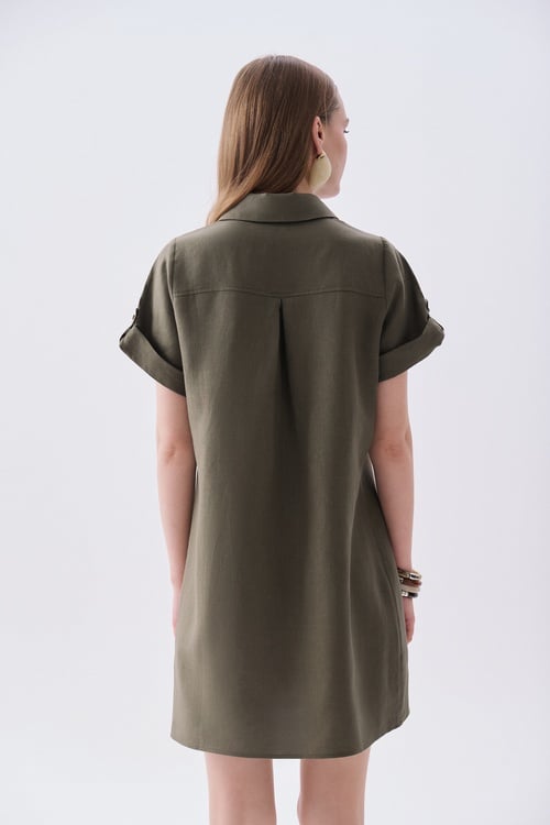  A FORM MİNİ KETEN ELBİSE