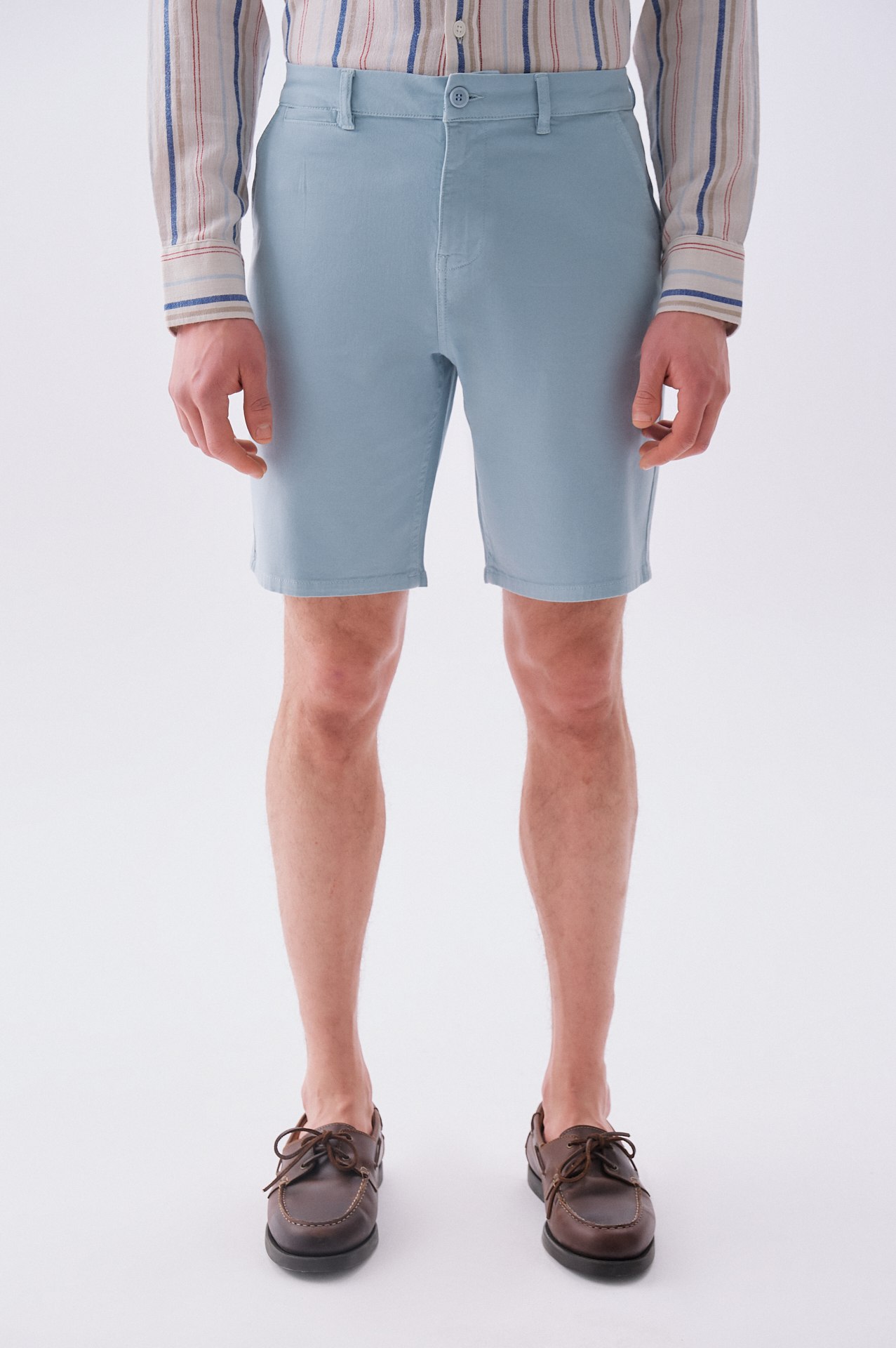 Erkek Mavi Straight Fit Chino Şort