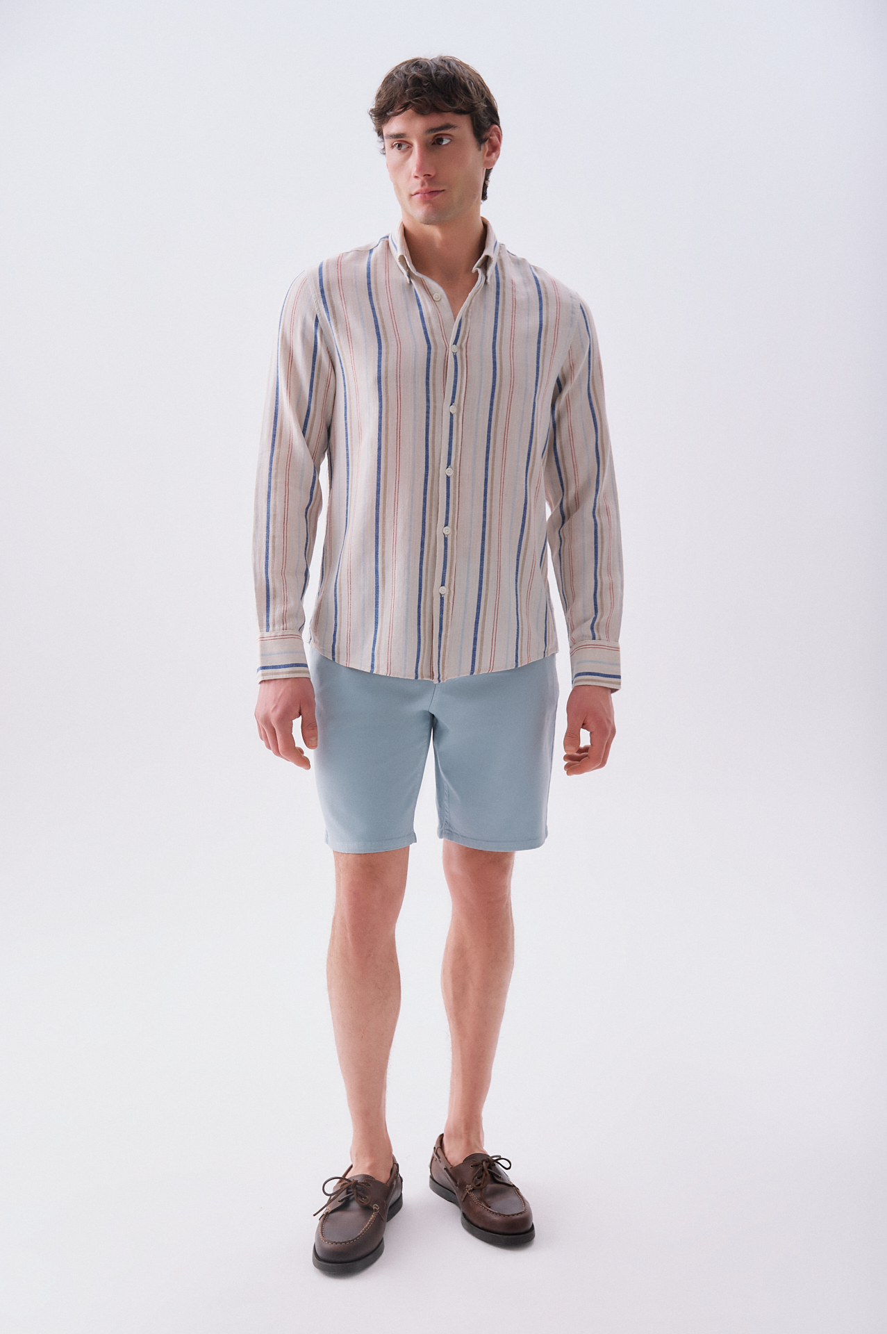 Erkek Mavi Straight Fit Chino Şort