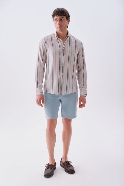 Mudo Erkek Mavi Straight Fit Chino Şort