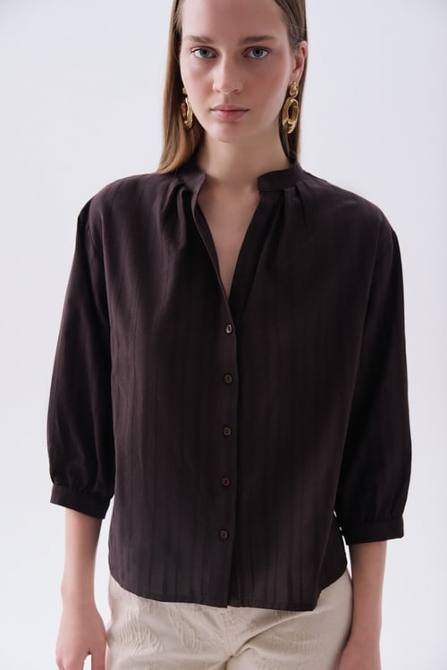 KETEN KARIŞIMLI POLO YAKA KISA KOLLU KAZAK